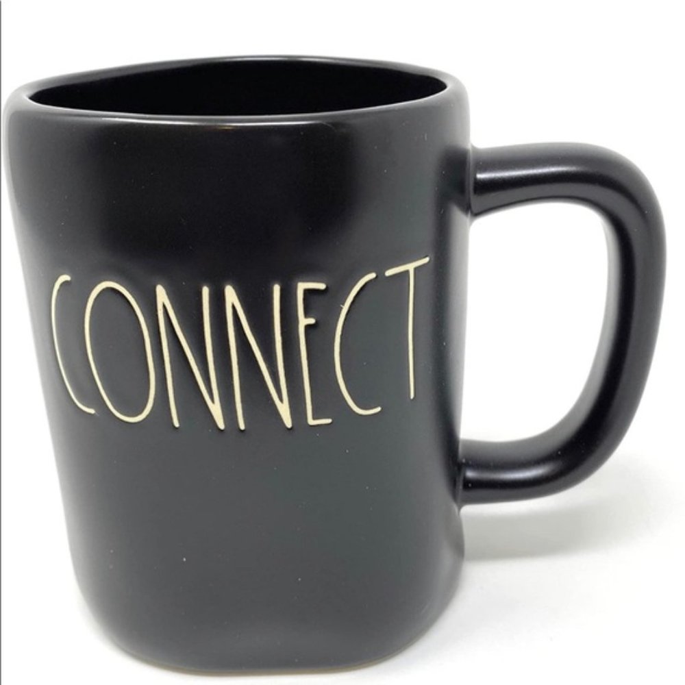 Rae Dunn Black Coffee Mug "Connect"